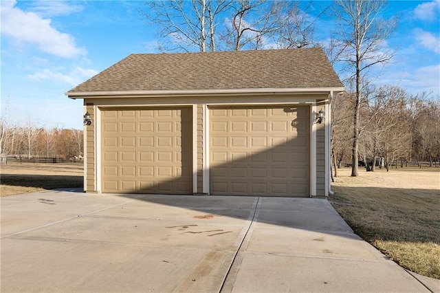 view of detached garage