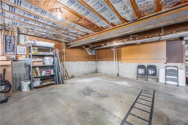 view of unfinished basement