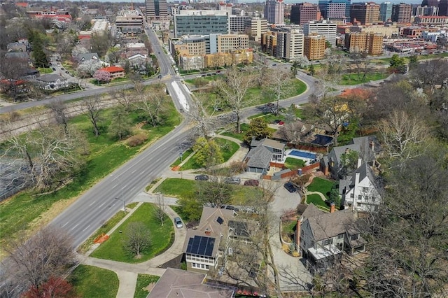 drone / aerial view featuring a view of city