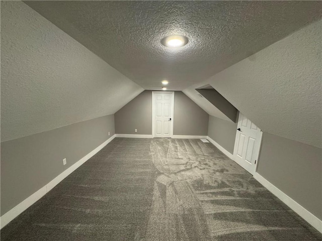 415 E Hale St, Spring Hill, KS 66083 - bonus room with a textured ceiling, dark carpet, and lofted ceiling
