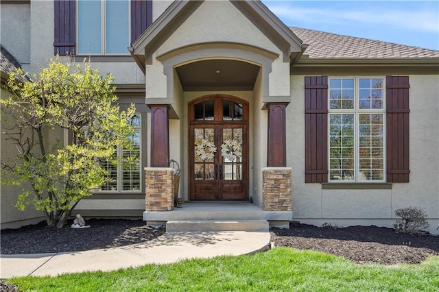15300 Mastin St, Overland Park, KS 66221 - property entrance featuring stucco siding and french doors