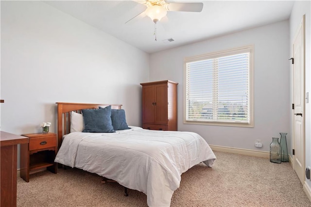 15300 Mastin St, Overland Park, KS 66221 - bedroom with carpet flooring, visible vents, baseboards, and a ceiling fan
