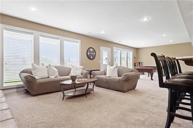 15300 Mastin St, Overland Park, KS 66221 - carpeted living area featuring recessed lighting and billiards
