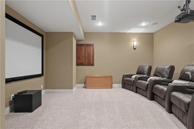 15300 Mastin St, Overland Park, KS 66221 - cinema room featuring carpet flooring, baseboards, visible vents, and recessed lighting
