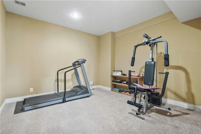 15300 Mastin St, Overland Park, KS 66221 - workout room featuring carpet, visible vents, and baseboards