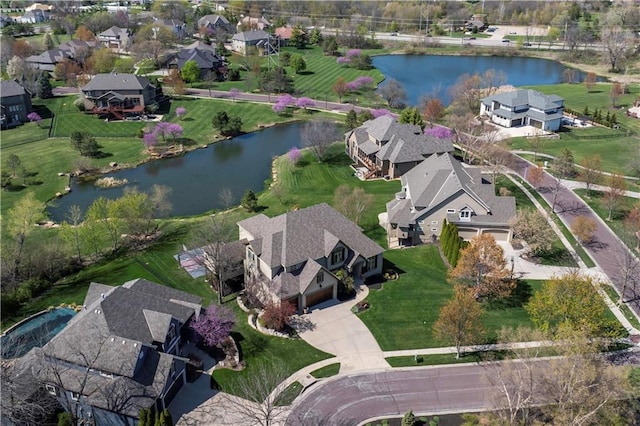 15300 Mastin St, Overland Park, KS 66221 - birds eye view of property with a water view and a residential view