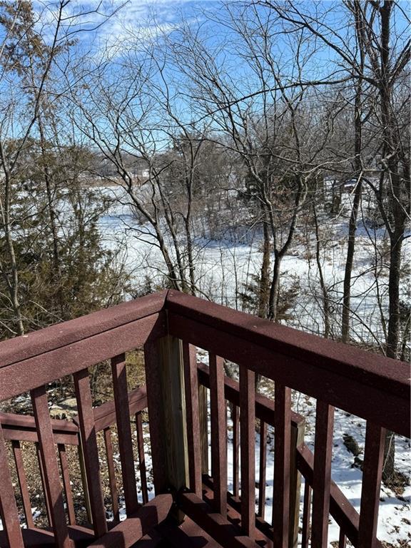 view of snow covered deck