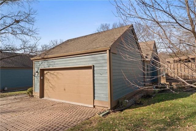 view of detached garage