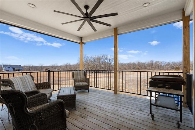 deck featuring a ceiling fan