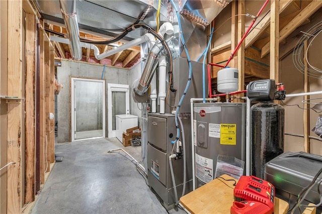 utility room with water heater