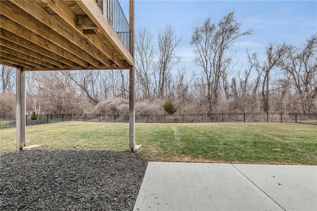 view of yard featuring a patio area and a fenced backyard