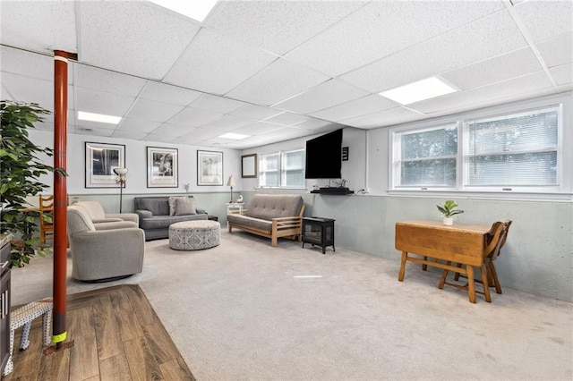 17259 174th St, Basehor, KS 66007 - carpeted living room with a drop ceiling