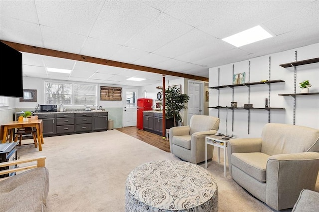 17259 174th St, Basehor, KS 66007 - living room with a drop ceiling and light colored carpet