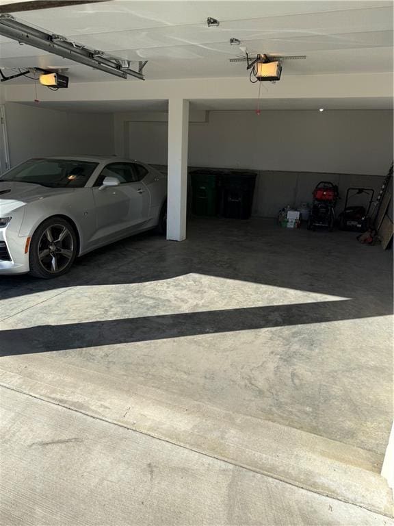 garage with a garage door opener