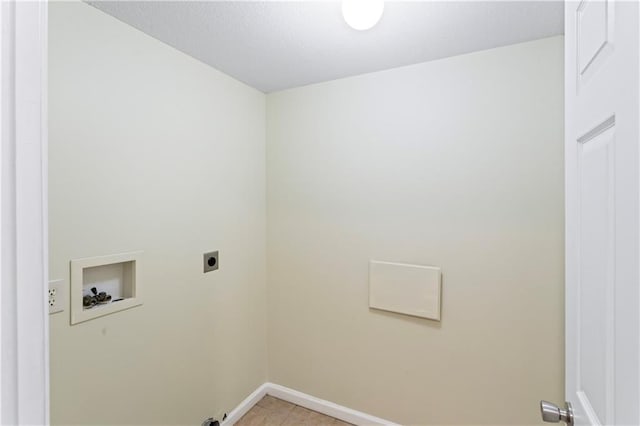 laundry room with washer hookup, laundry area, baseboards, and electric dryer hookup