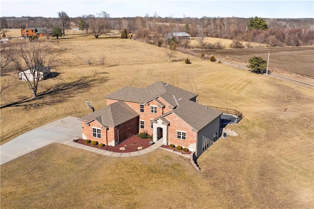 bird's eye view featuring a rural view