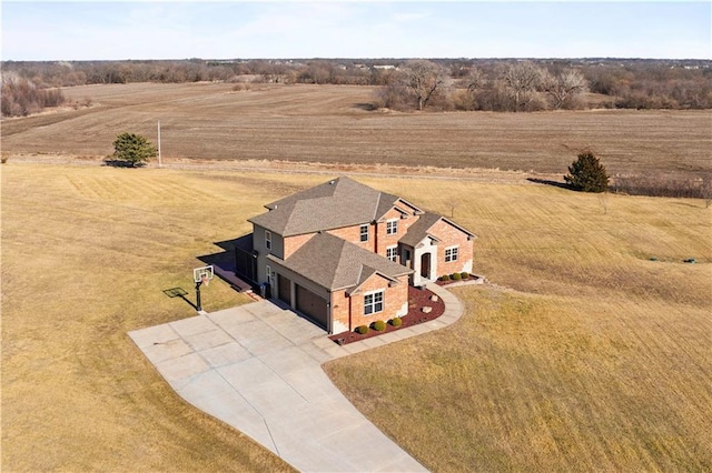 bird's eye view featuring a rural view