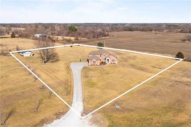 drone / aerial view with a rural view