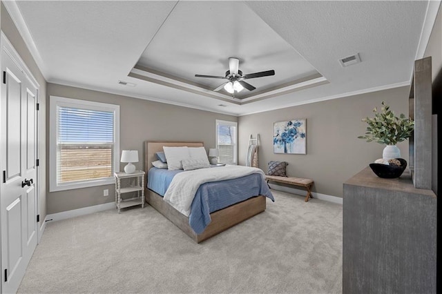 16967 S Hunter St, Olathe, KS 66062 - bedroom featuring light carpet, visible vents, and a tray ceiling