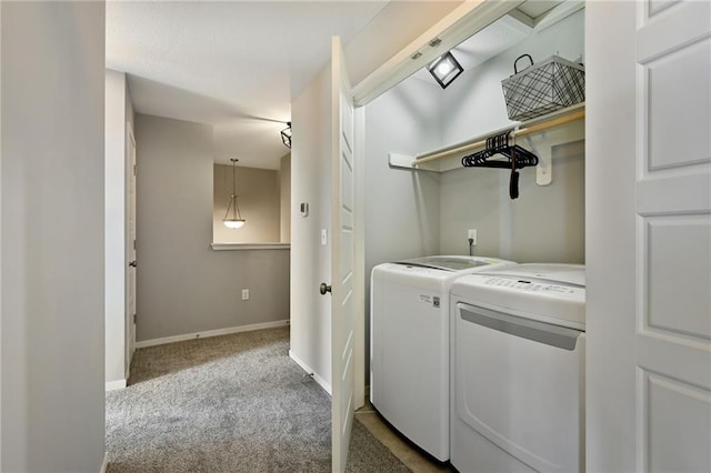 16059 Fontana St Unit 205, Overland Park, KS 66085 - washroom with carpet, baseboards, laundry area, and washing machine and dryer