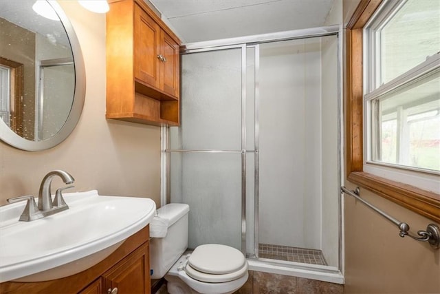 24722 Tonganoxie Dr, Leavenworth, KS 66048 - bathroom featuring vanity, a shower stall, and toilet