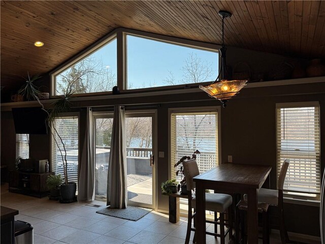 170 Paddle Boat Ln, Linn Valley, KS 66040 - dining area featuring recessed lighting, high vaulted ceiling, and wood ceiling