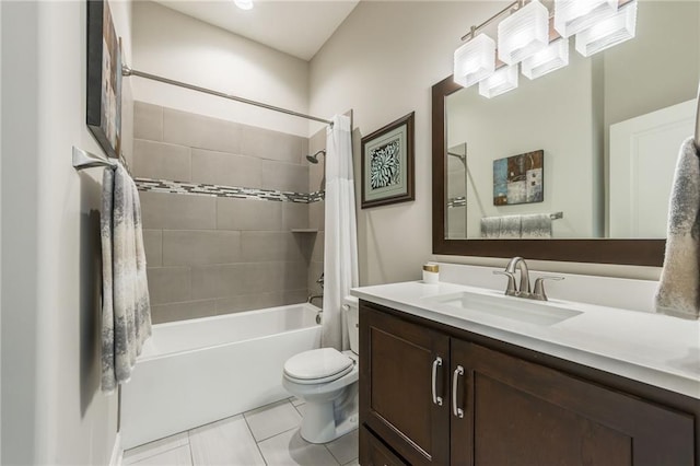 4510 NW 70th Ter, Kansas City, MO 64151 - full bathroom featuring toilet, shower / bath combo, vanity, and tile patterned flooring
