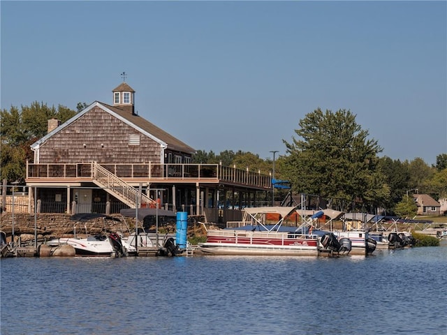 property view of water with a floating dock