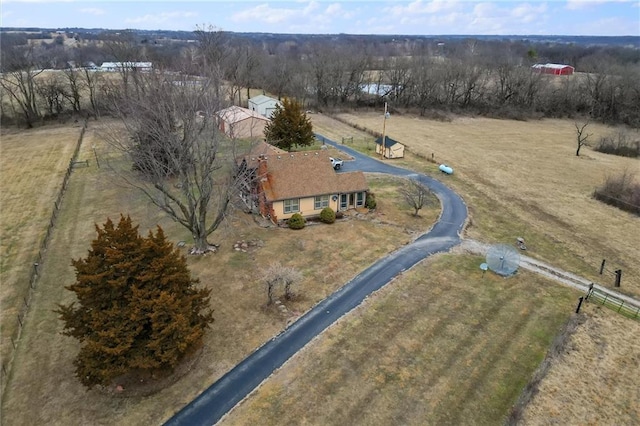 drone / aerial view featuring a rural view