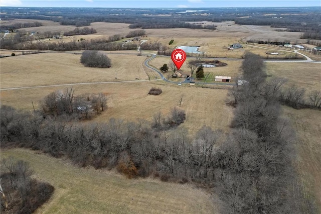 aerial view with a rural view