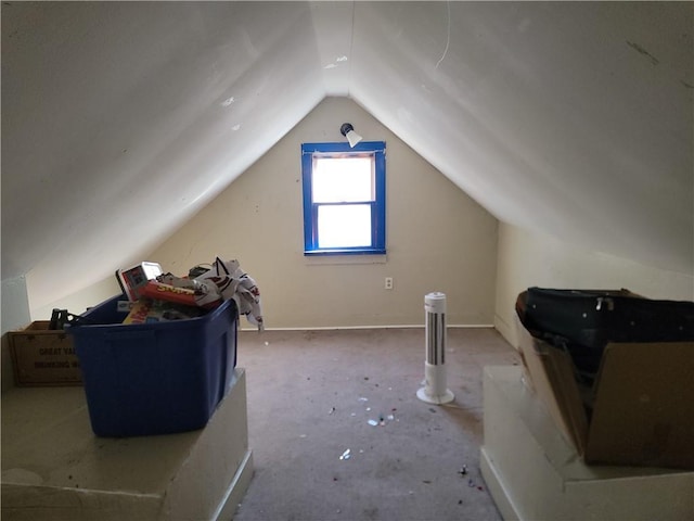 additional living space featuring lofted ceiling