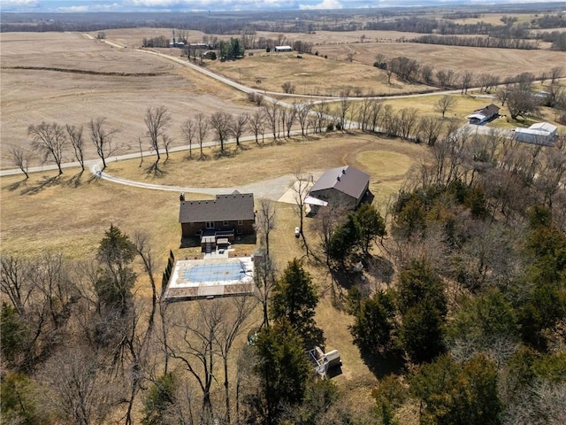 drone / aerial view with a rural view