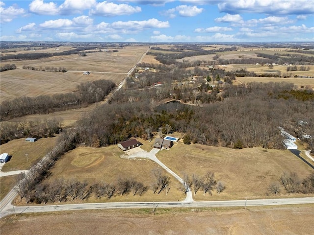 drone / aerial view featuring a rural view