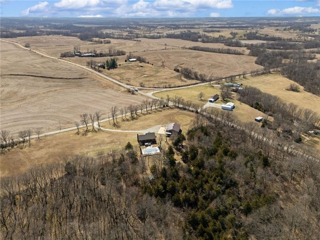 aerial view with a rural view