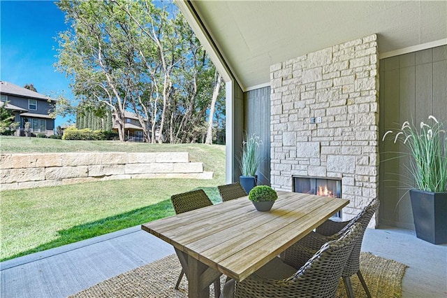 view of patio featuring outdoor dining area