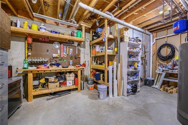 storage room featuring water heater