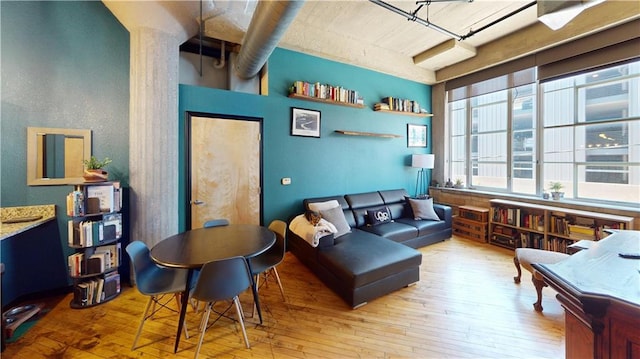 living area featuring wood-type flooring