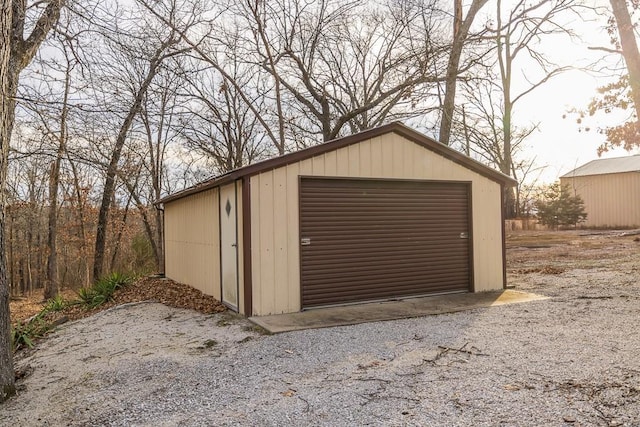 view of detached garage