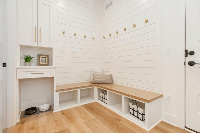 mudroom with light wood-type flooring