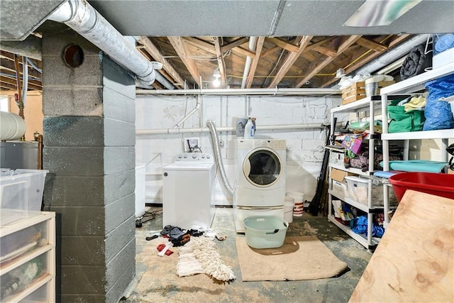 washroom with washer and dryer and laundry area