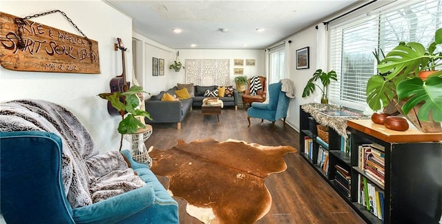 living area with wood finished floors