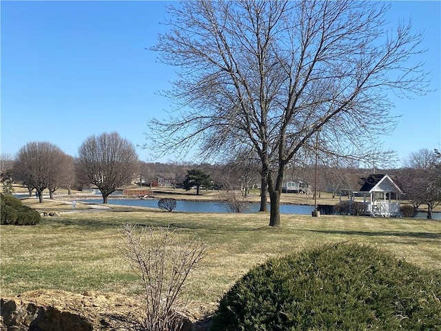 view of yard featuring a water view