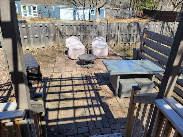 view of patio with a fenced backyard