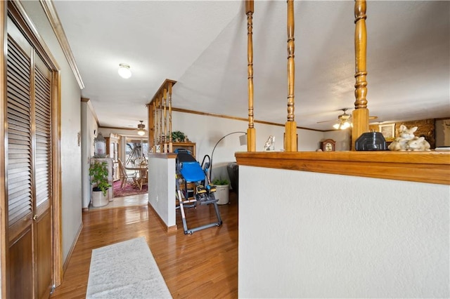 interior space featuring a ceiling fan