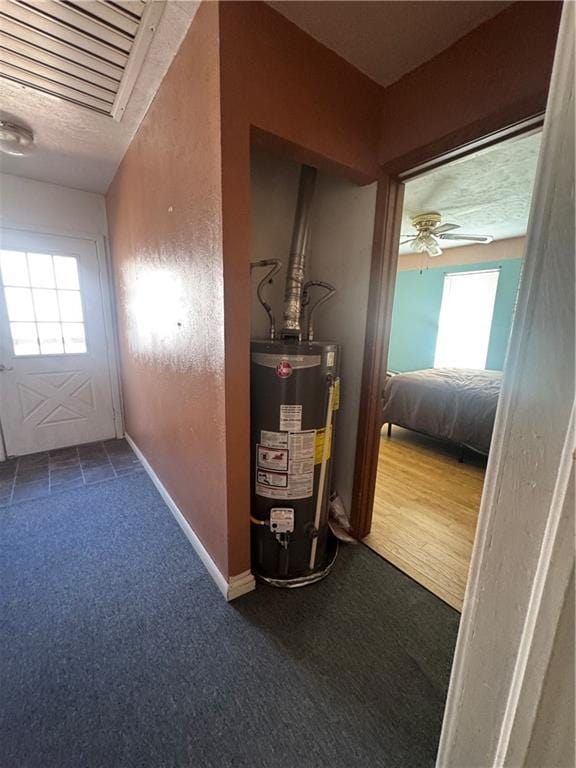 utility room with gas water heater