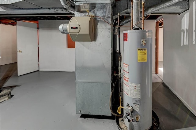 utilities with water heater and heating unit