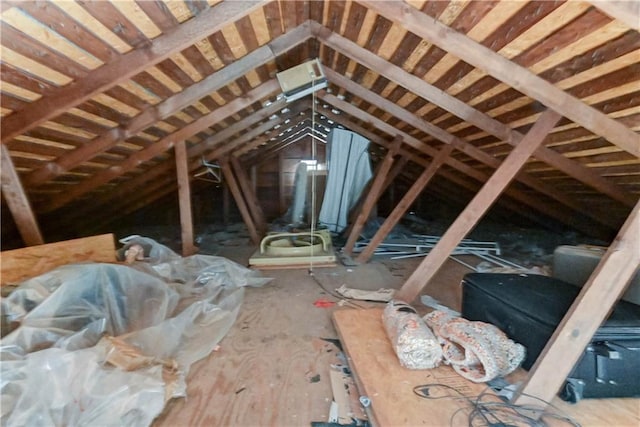 view of unfinished attic