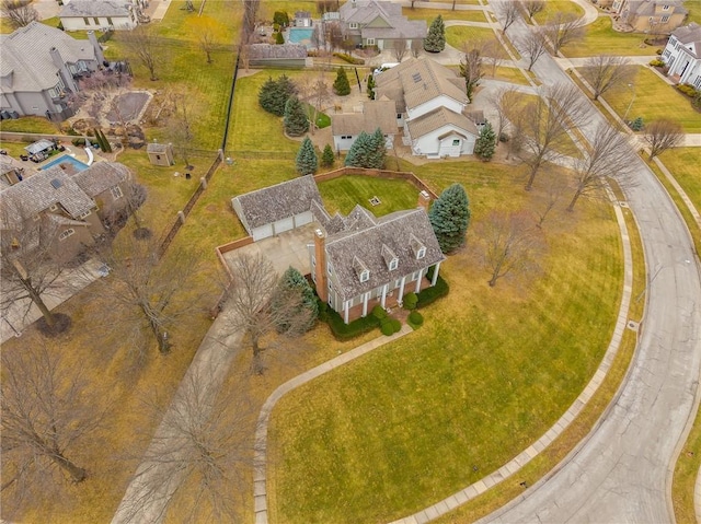 bird's eye view with a residential view