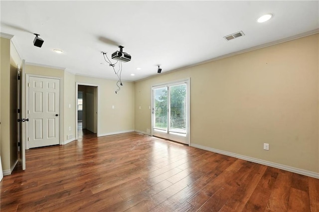 906 N Cedarcrest Dr, Olathe, KS 66061 - unfurnished room featuring crown molding, wood finished floors, and recessed lighting