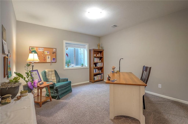 carpeted office with baseboards